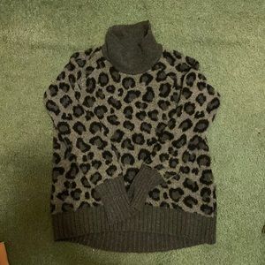Cheetah print turtleneck sweater